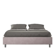 Letto matrimoniale con rete imbottito 160x200 microfibra glicine Azelia