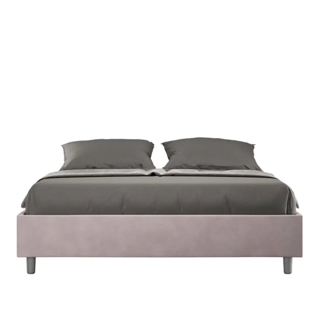 Letto matrimoniale con rete imbottito 160x200 microfibra glicine Azelia