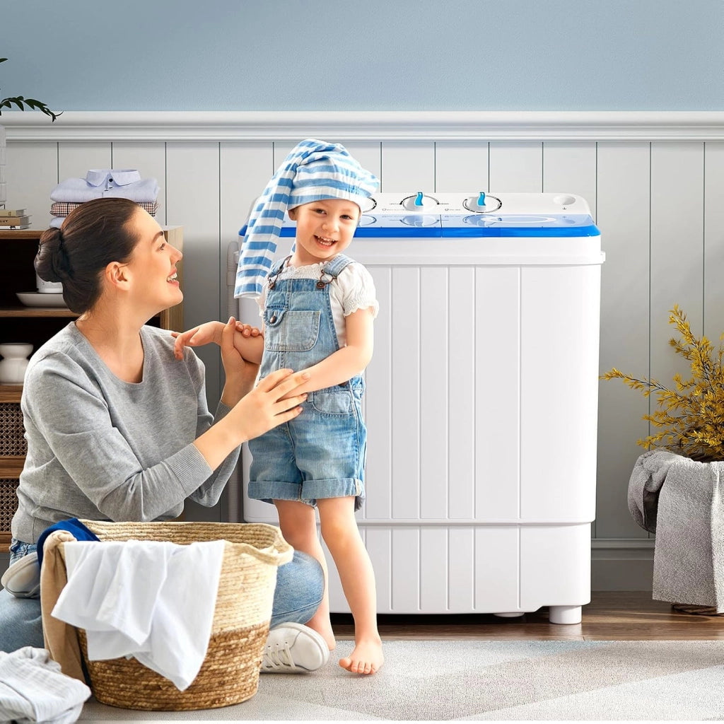 GX10587US-DK-GX-PF, 18,0 libbre di lavaggio compatto Spinner combinato con scarico pompa, doppia vasca da 11 libbre di rotazione 7 libbre, Lavatrici portatili per appartamento, RV Dorm College
