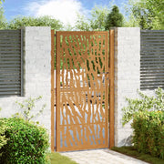 Cancello da giardino 100x175 cm in acciaio corten con design a traccia 4100987