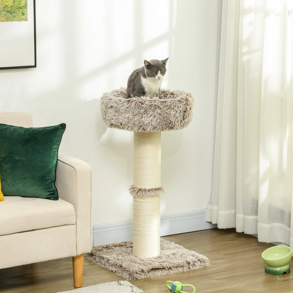 Albero per gatti con letto in peluche e tiragraffi ¨C zephmum ¨C 87x45x45 cm marrone