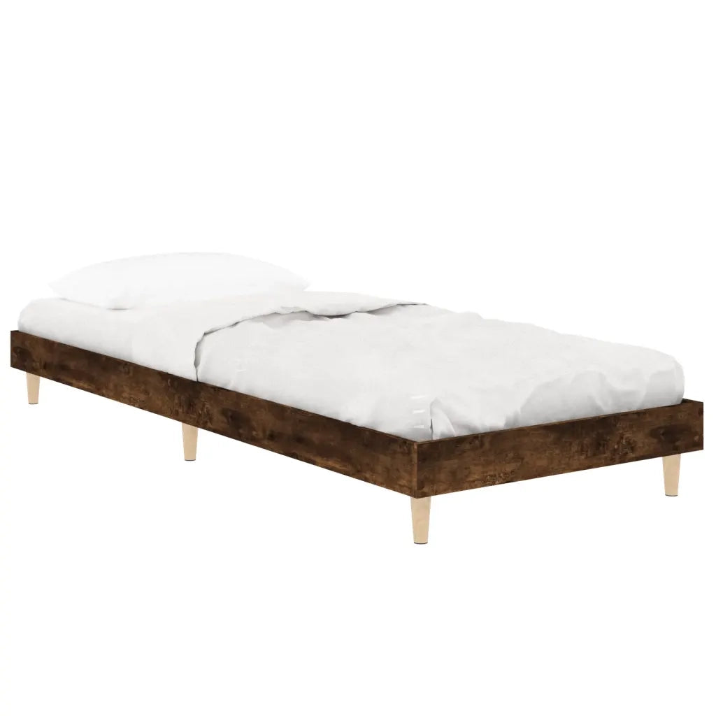 Letto singolo | Letto per adulti | Giroletto senza Materasso Rovere Fumo 75x190 cm in Truciolato