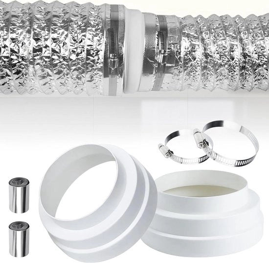 Adattatore per condotto di scarico 120 mm a 160 mm - Viti in acciaio inossidabile - Nastro di alluminio - Kit per aspirazione e ventilazione