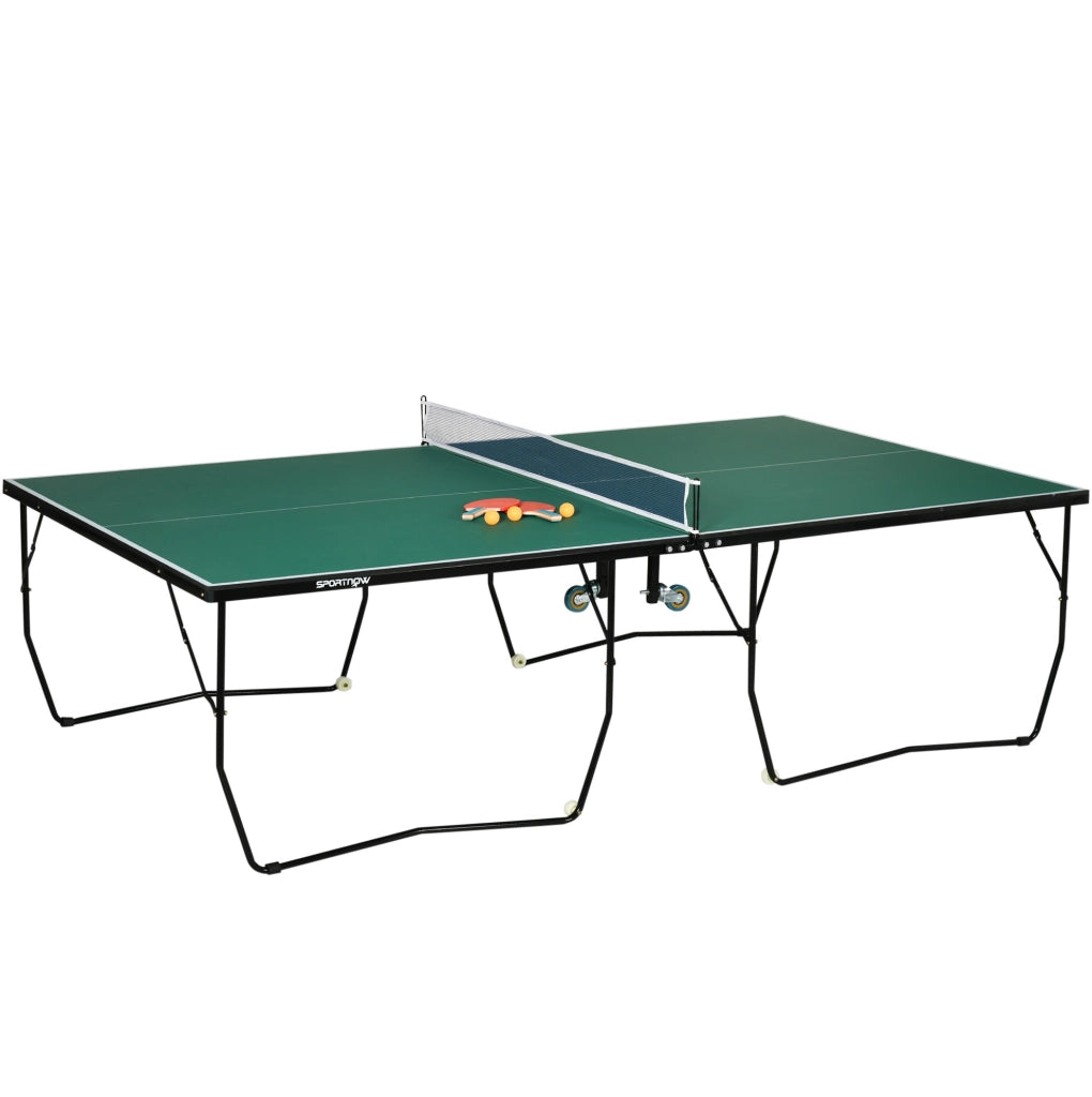 Tavolo da ping pong da interno pieghevole con ruote 274 x 152，5 x 76 cm verde