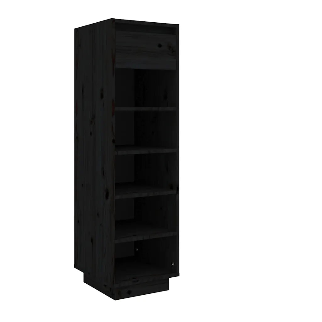 Scarpiera-Scaffale per scarpe Nera 30x34x105 cm in Legno Massello di Pino