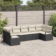 Set di divani con cuscino 7 pcs Nero polyrattan 3346527