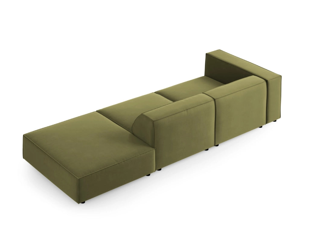Cosmopolitan Design - Divano destro "Arendal" 4 posti in velluto verde chiaro 