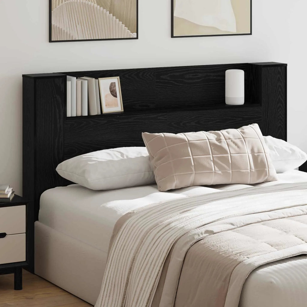 Testata con Mobile e LED Rovere Nero 160 x 16,5 x 103,5 cm 8006570