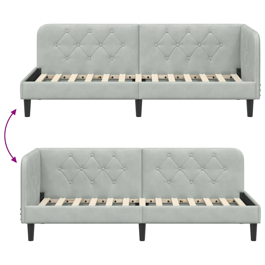 Cornice del letto ad angolo Grigio chiaro 80 x 200 cm Velluto 42016586