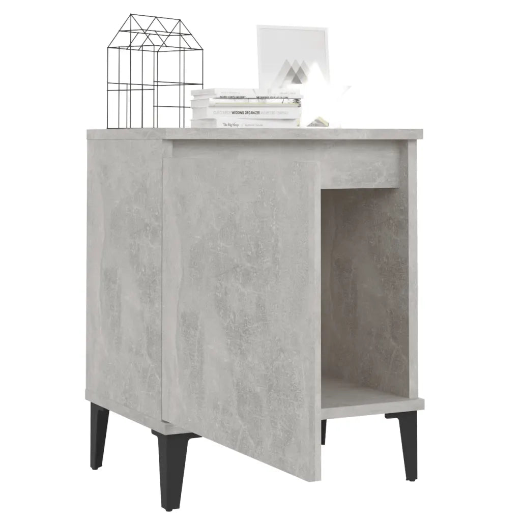 Comodino con Gambe in Metallo Grigio Cemento 40x30x50 cm cod mxl 30923