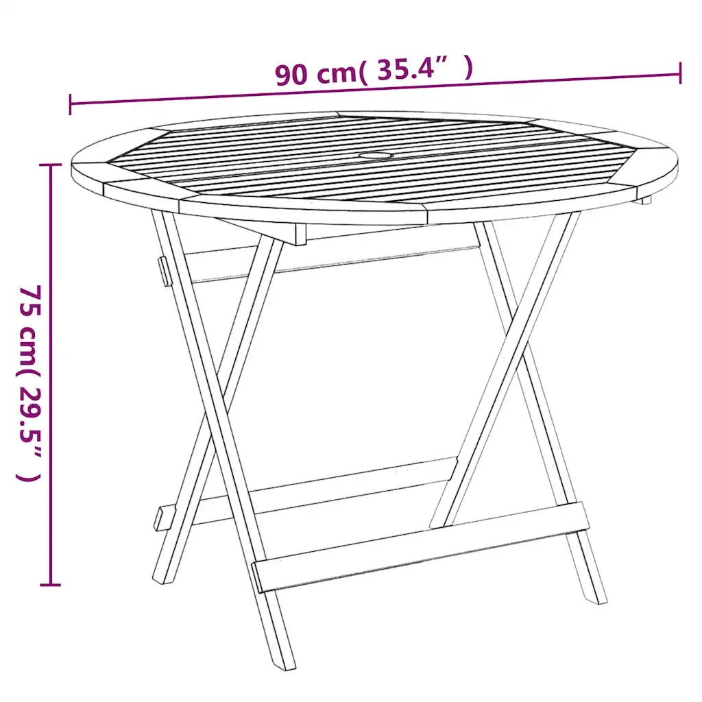 Tavolo da Giardino | Tavolino da esterno Pieghevole ? 90x75 cm Legno Massello Acacia