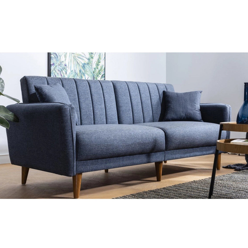 Divano letto a 3 posti in tessuto "Aqua" 205 x 85 x 85 cm - Blu scuro
