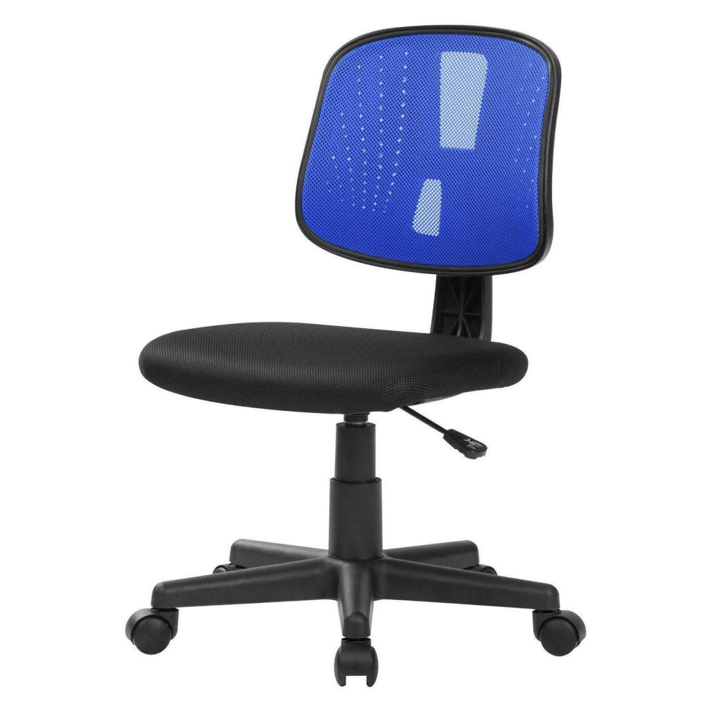 Sedia da ufficio Cefeo, Sedia operativa da ufficio, Seduta ergonomica da ufficio, 49x43h81/93 cm, Nero e Blu