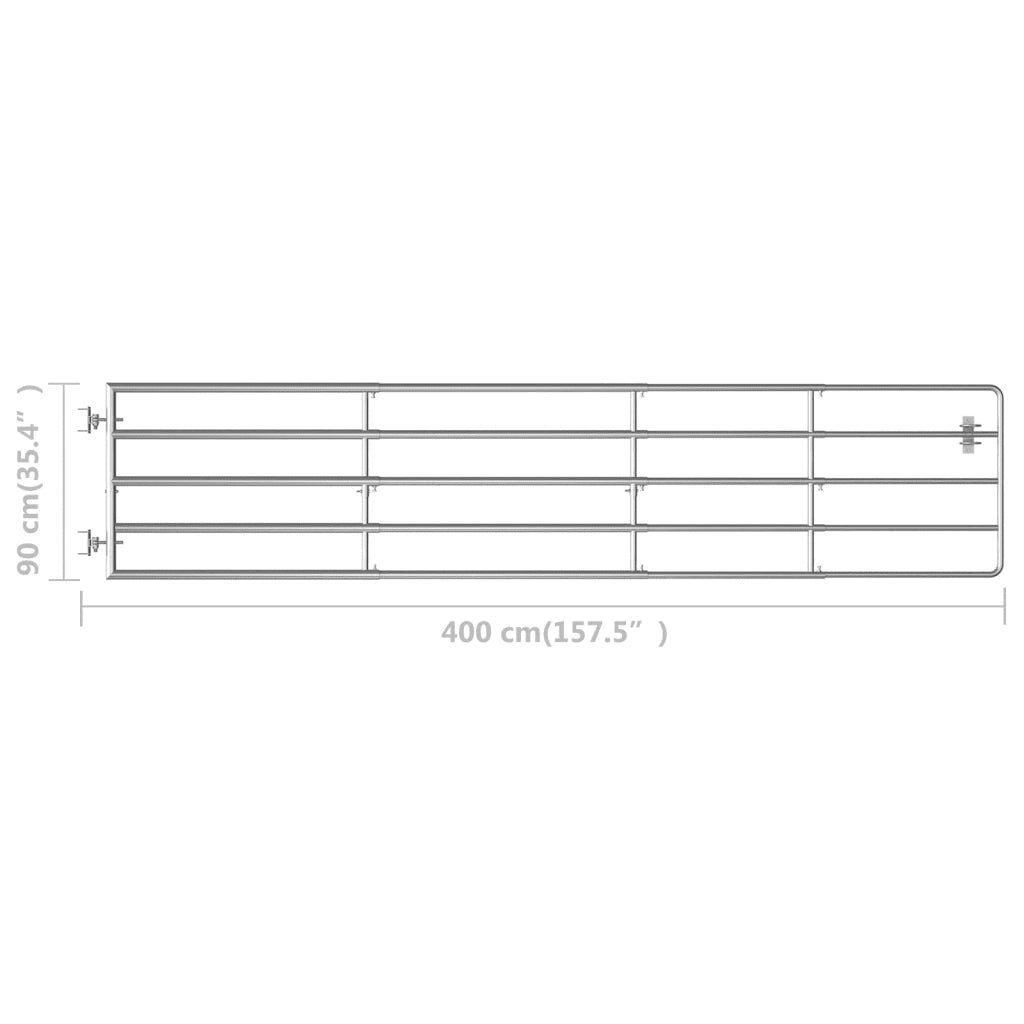 Cancello da Giardino in Acciaio 5 Sbarre (150-400)x90cm Argento 145987