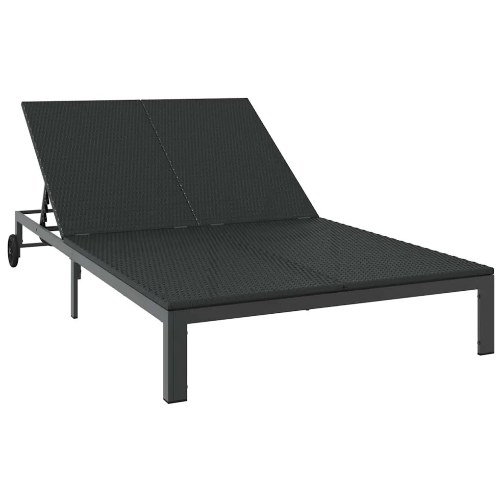 Lettino da Sole Nero 206 x 115 x 75 cm polyrattan 42004133