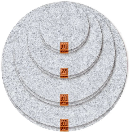 Set di sostegni per bicchieri in velluto - 8 cm / 15 cm / 20 cm / 25 cm - set da 8 pezzi in grigio chiaro per bicchieri, tazze, bar, calici - sostegni per tavolo premium