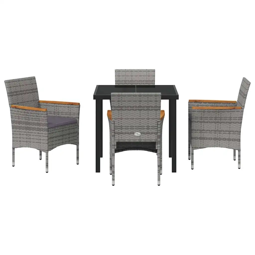Set da Pranzo per Giardino con cuscino 5 pcs Grigio polyrattan 3379759