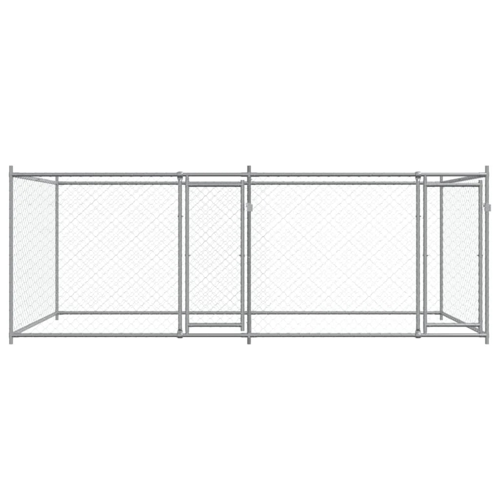 Trasportino per cani con porte 4 x 2 x 1,5 m acciaio zincato grigio 02_0041624