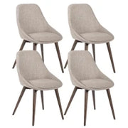 E-STYLO Sedia da pranzo in tessuto marrone chiaro con gambe e struttura in massello di noce, 58cm X 49cm H. 85cm.