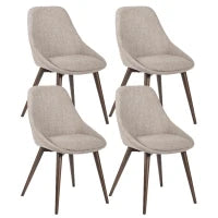 E-STYLO Sedia da pranzo in tessuto marrone chiaro con gambe e struttura in massello di noce, 58cm X 49cm H. 85cm.