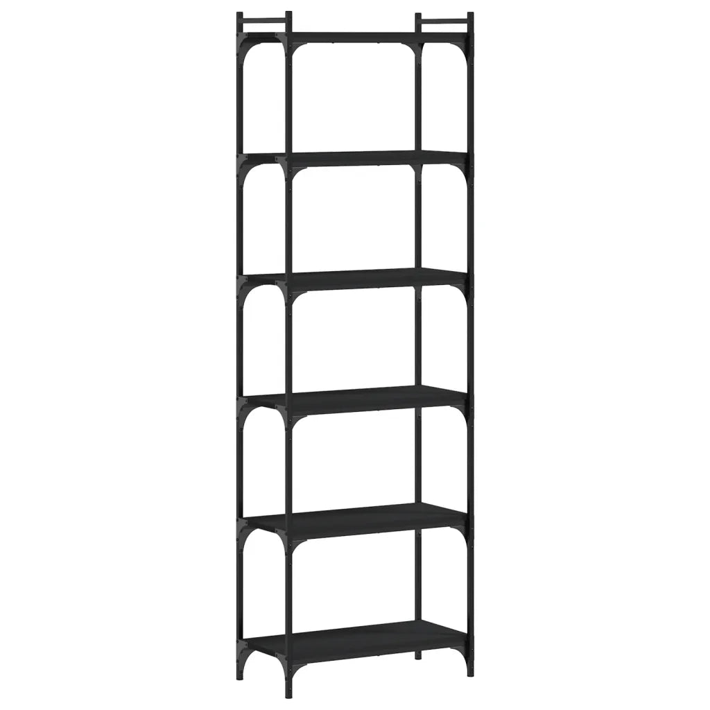 Libreria a 6 Ripiani Nera 60x30x188 cm in Legno Multistrato 837662