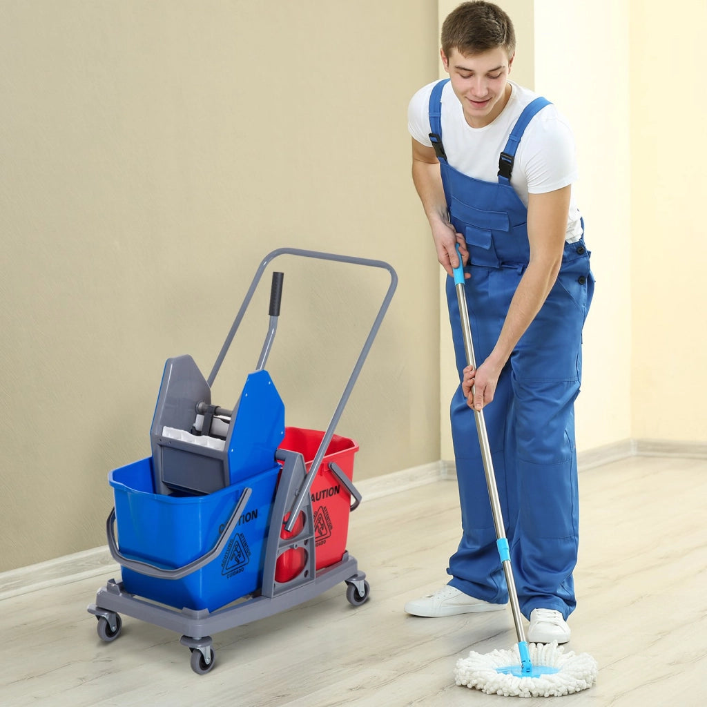 EasyComfort Carrello delle Pulizie Professionale 2 Secchi Capacità 25L Strizzatore 73 × 45 × 92cm