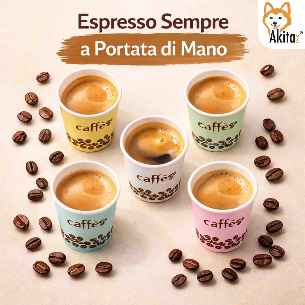 Akitaink 1000 Bicchieri Caffe Carta 75ml Colorati