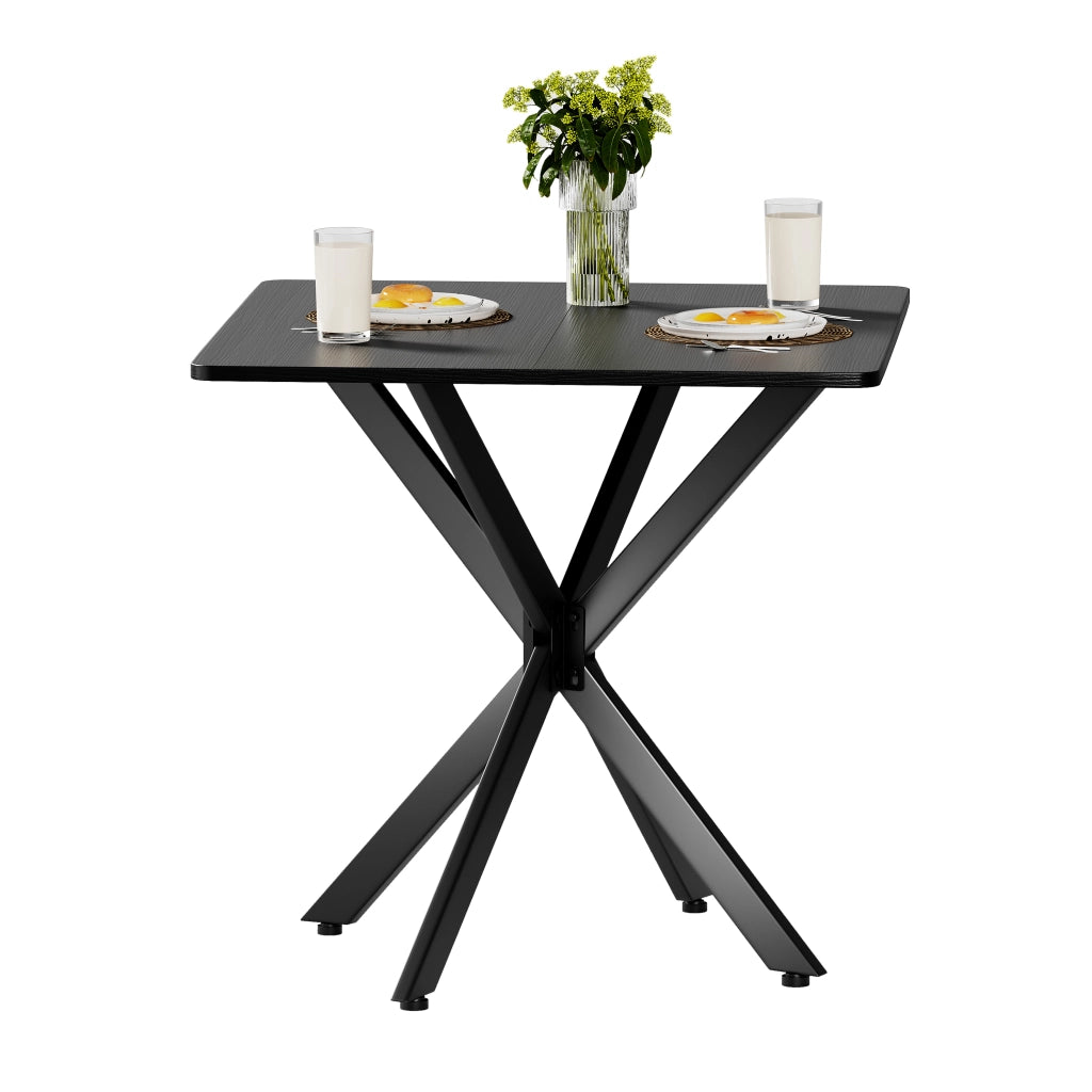 Tavolino quadrato moderno - Zephmum - 80x80x75 cm - Nero - Struttura a X in metallo stabile