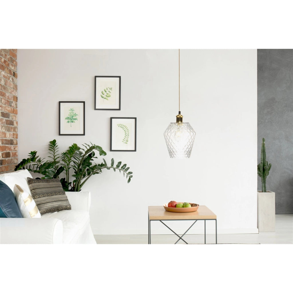 Lampada a sospensione Lea in vetro sfaccettato