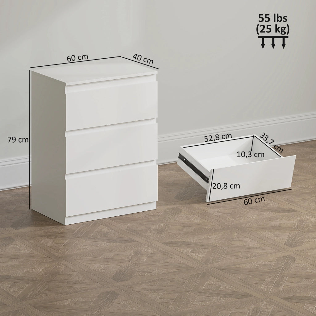 Cassettiera 3 Cassetti ¨C Zephmum ¨C Bianco 60x40x