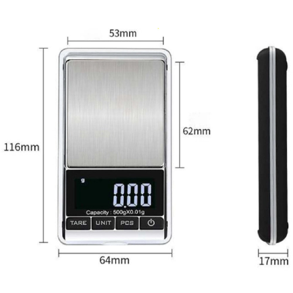 Trade Shop - Mini Bilancia Tascabile Digitale 0,01 G 500 G Display Lcd Retroilluminato Q-d101 -