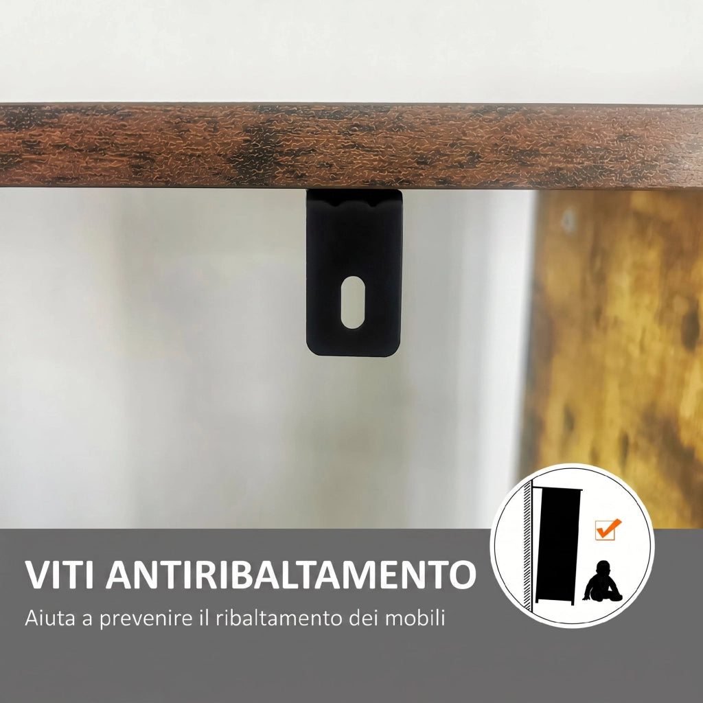 Libreria Industriale 77x30x157,5 cm a 5 Ripiani con Scomparti Aperti in Laminato e Acciaio Marrone Rustico e Nero
