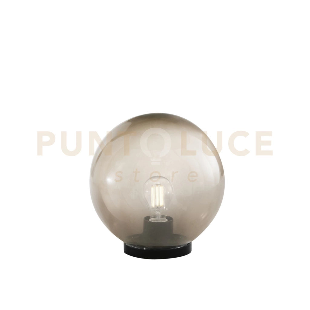 LUMETTO POLLY SFERA GRIGIO MONTATURA NERA 1 LUCE ATTACCO E27 IP44 25X26CM