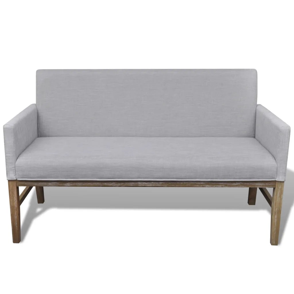 Panca con Cuscino Imbottito Tessuto Legno Hevea Grigio Chiaro CFW2084426