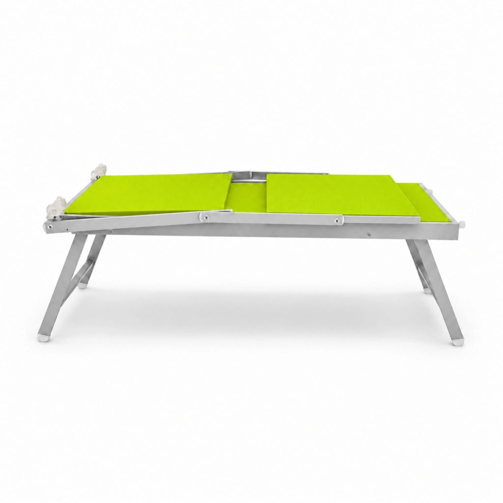 Lettino Sdraio Prendisole Professionale Richiudibile In Alluminio E Textilene con Tettino Parasole Orientabile Lettino Relax Mare Spiaggia Piscina Giardino Solarium 182 x 60 x 38 Cm Verde Fluo
