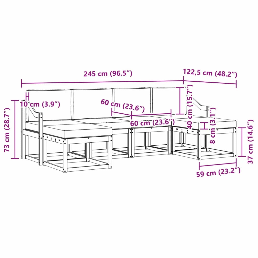Set di divani da esterno 6 pz Bianco e Antracite Poliestere 3388031