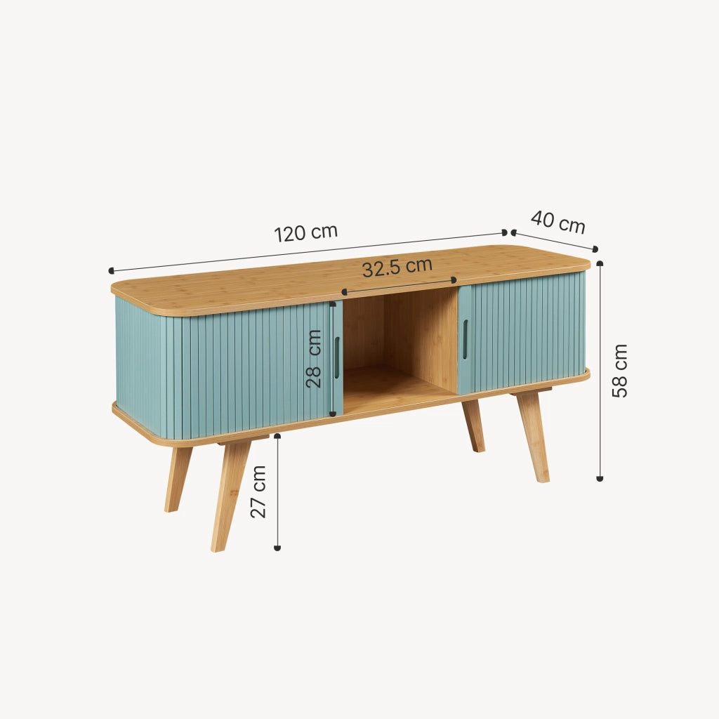 Mobile TV Tysvær 120x40x58 cm - Naturale / Azzurro [en.casa]