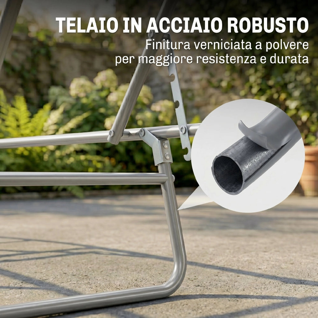 Lettino da Giardino Pieghevole ¨C zephmum ¨C Grigio, Tessuto, 187x58x50 cm