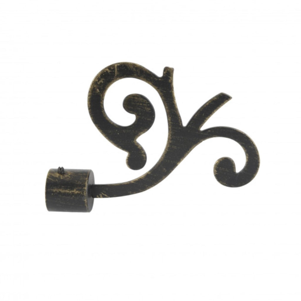 Finale bastone tende Fiore nero-oro 22mm