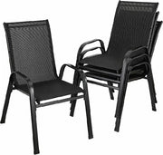 Set da giardino 4 posti - Sedile da giardino - 4 pezzi - Pieghevole - Sedile per balcone - Resistente al tempo - Nero