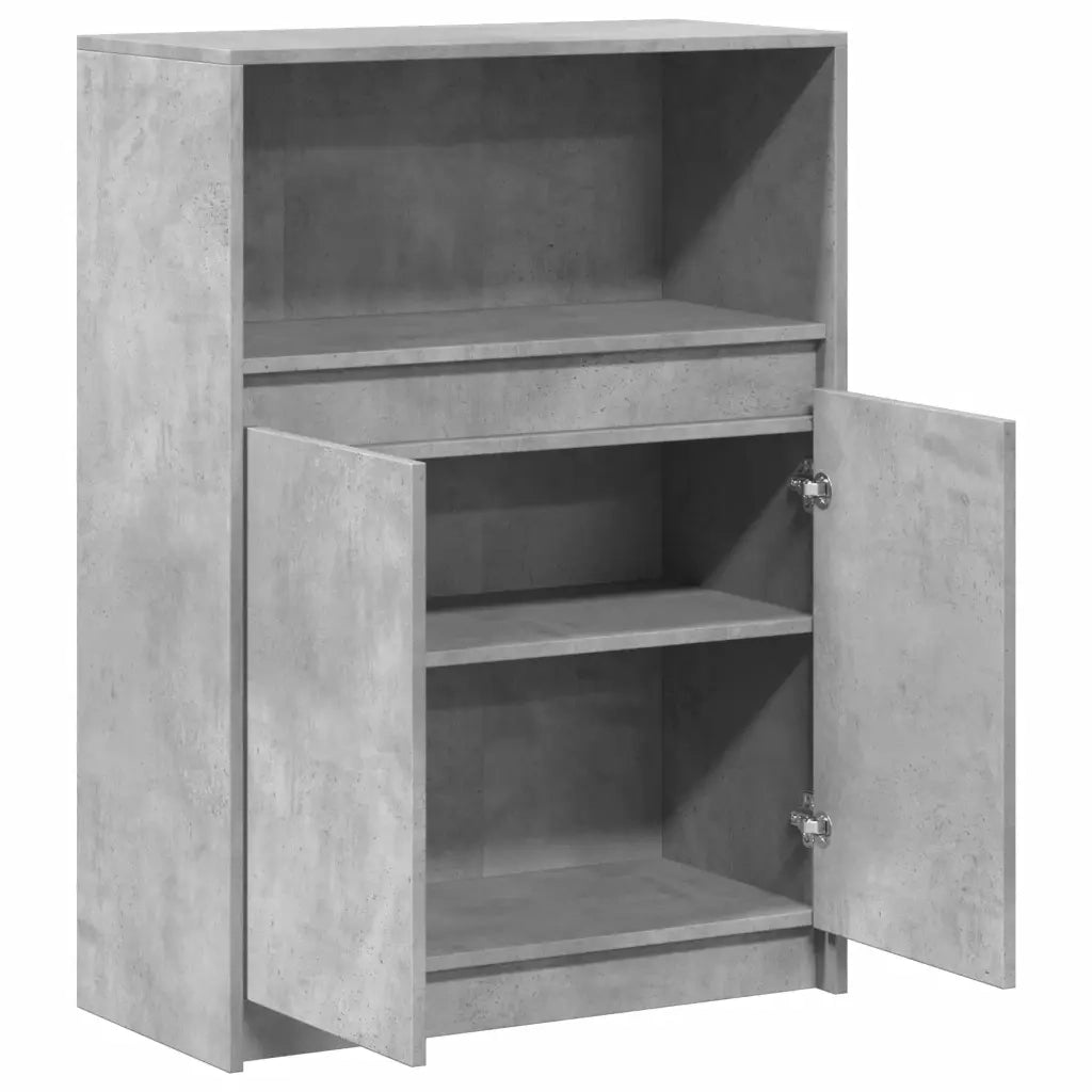 Credenza con LED-Buffet-Armadio da cucina Grigio Cemento 72x34x100 cm Legno Multistrato