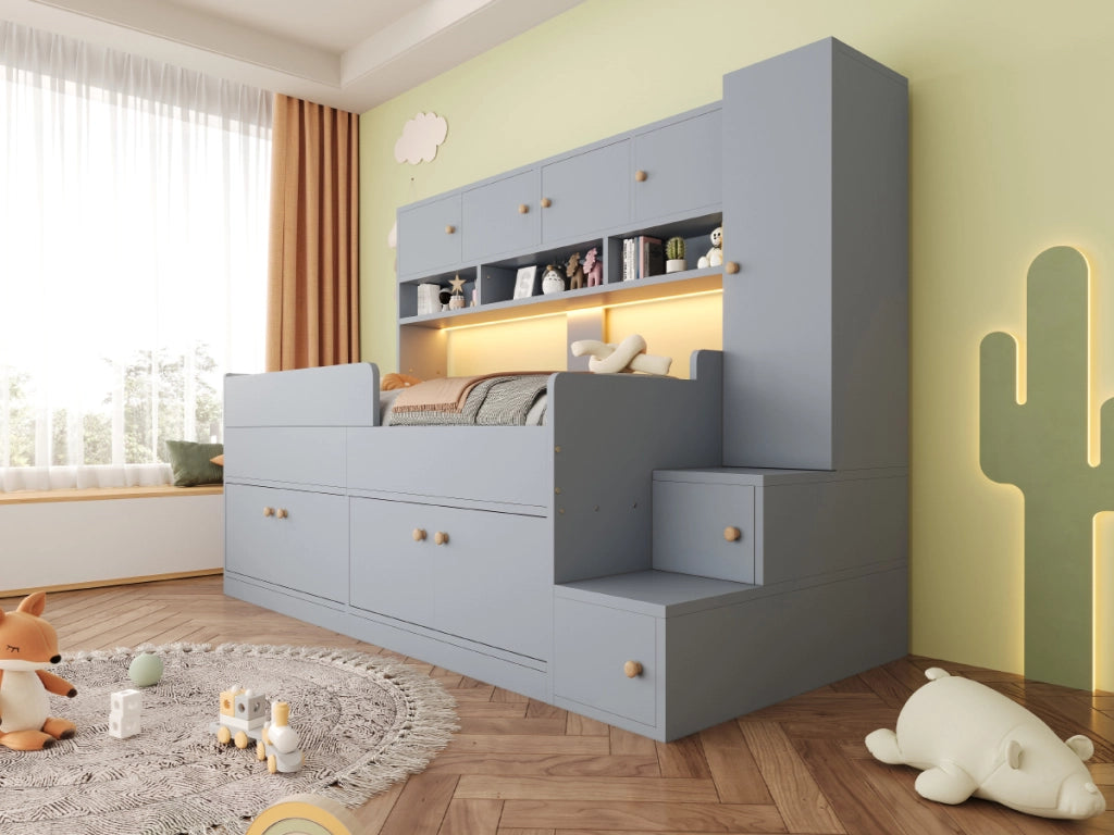 letto in legno grigio 90 x 200 cm