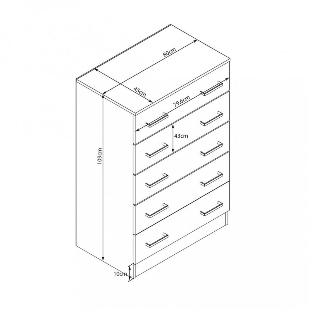 Cassettiera a  cassetti 80x45x109h cm di colore Quercia chiaro mod. Island