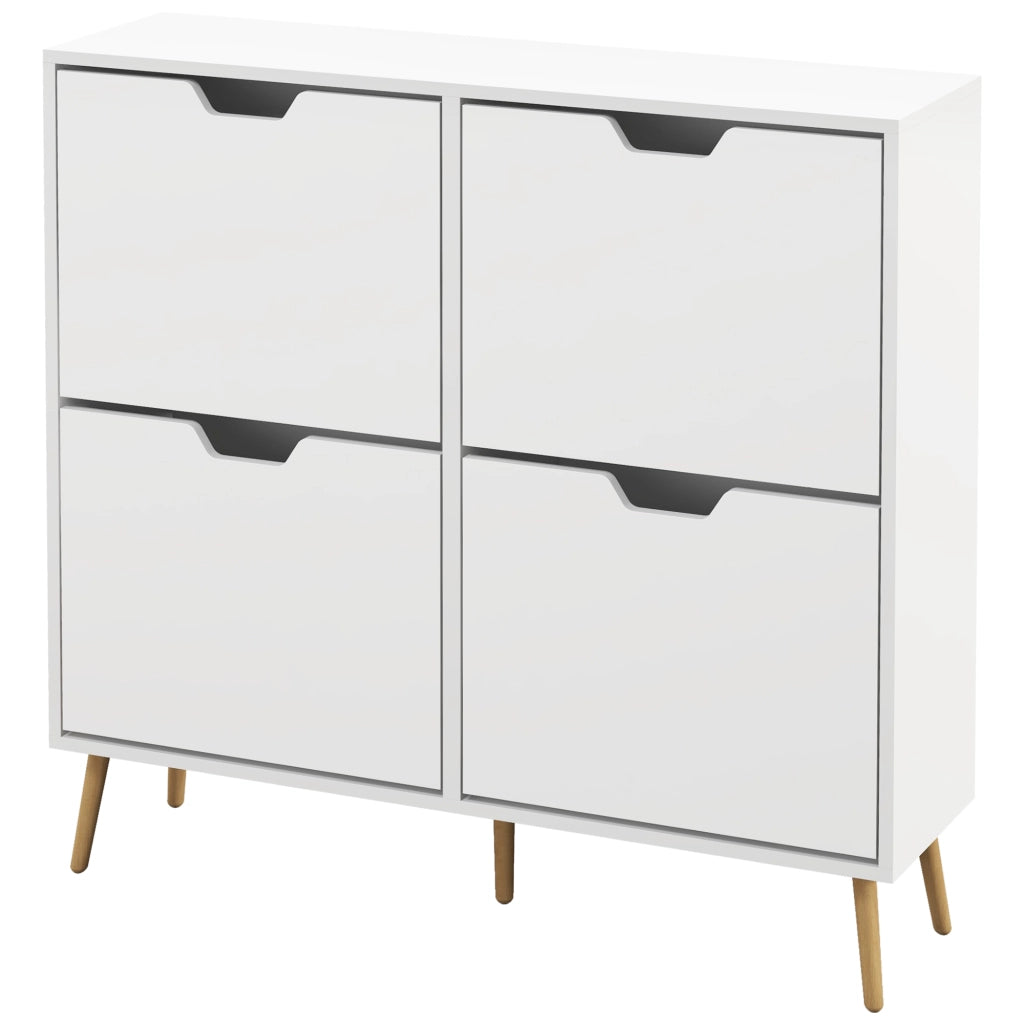 Scarpiera 4 ante 16 paia con ripiano regolabile ¨C zephmum ¨C 95x26x95 cm bianco