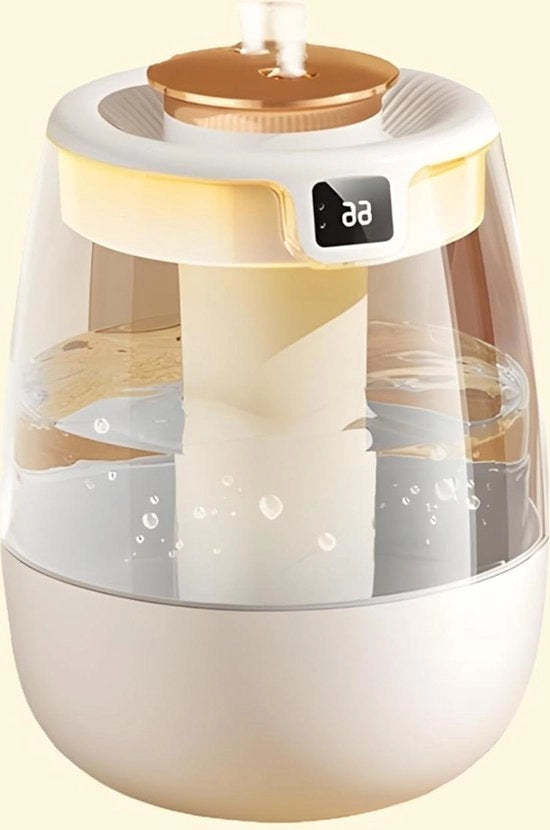 Luchtbevochtigatore con funzione di luce notturna - Silenzioso luchtbevochtigatore USB con doppio diffusore - Display LCD per umidità dell'aria 280 ml/h - Per ufficio, viaggio, camera da letto (2200 ml) luchtbevochtigatore