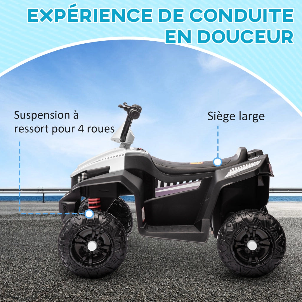 Quad Elettrico per Bambini 12V ¨C Xylo ¨C 2 Motori Bianco 85x55,5x62cm
