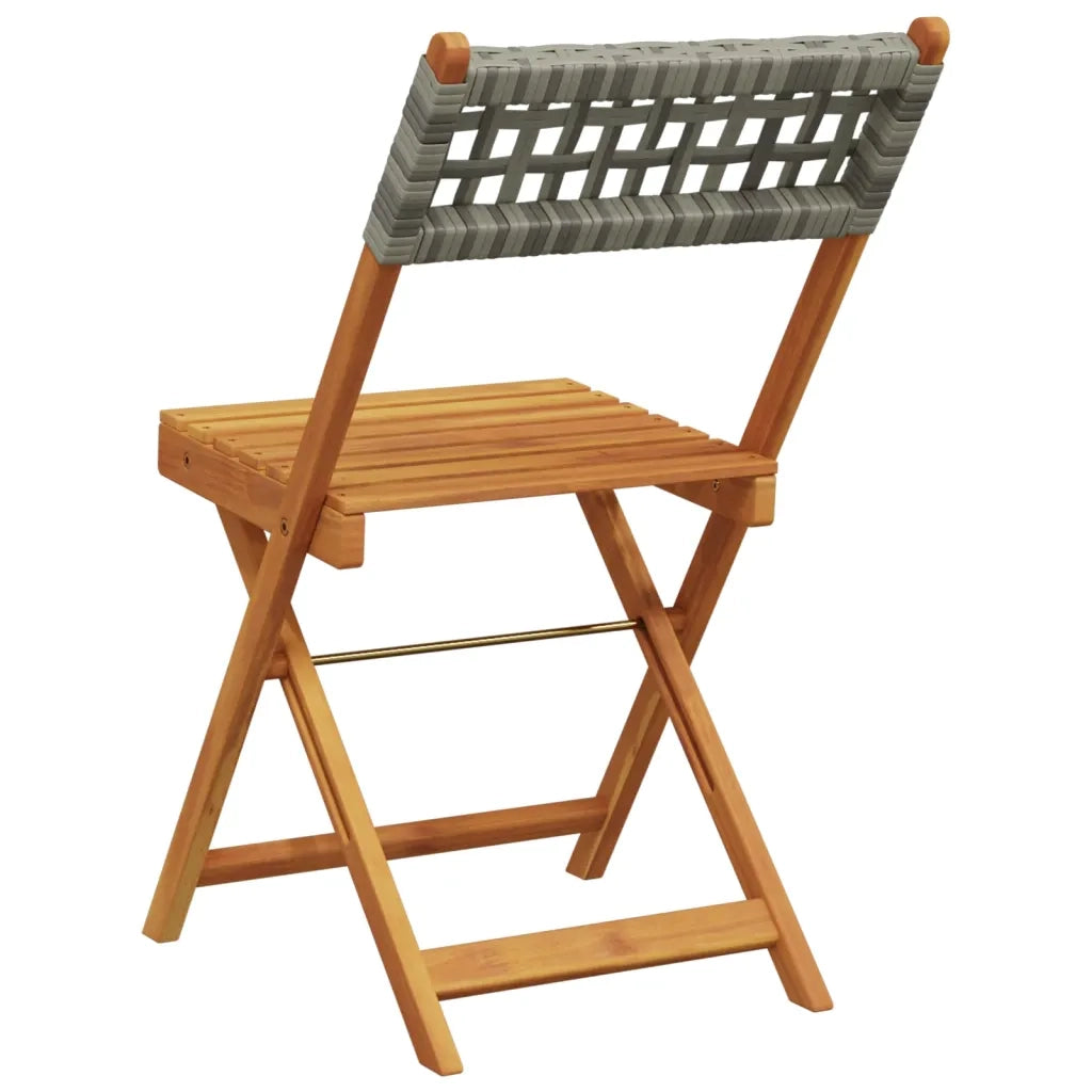 Sedie Giardino Pieghevoli 4pz Grigie Polyrattan Legno Massello 3214595