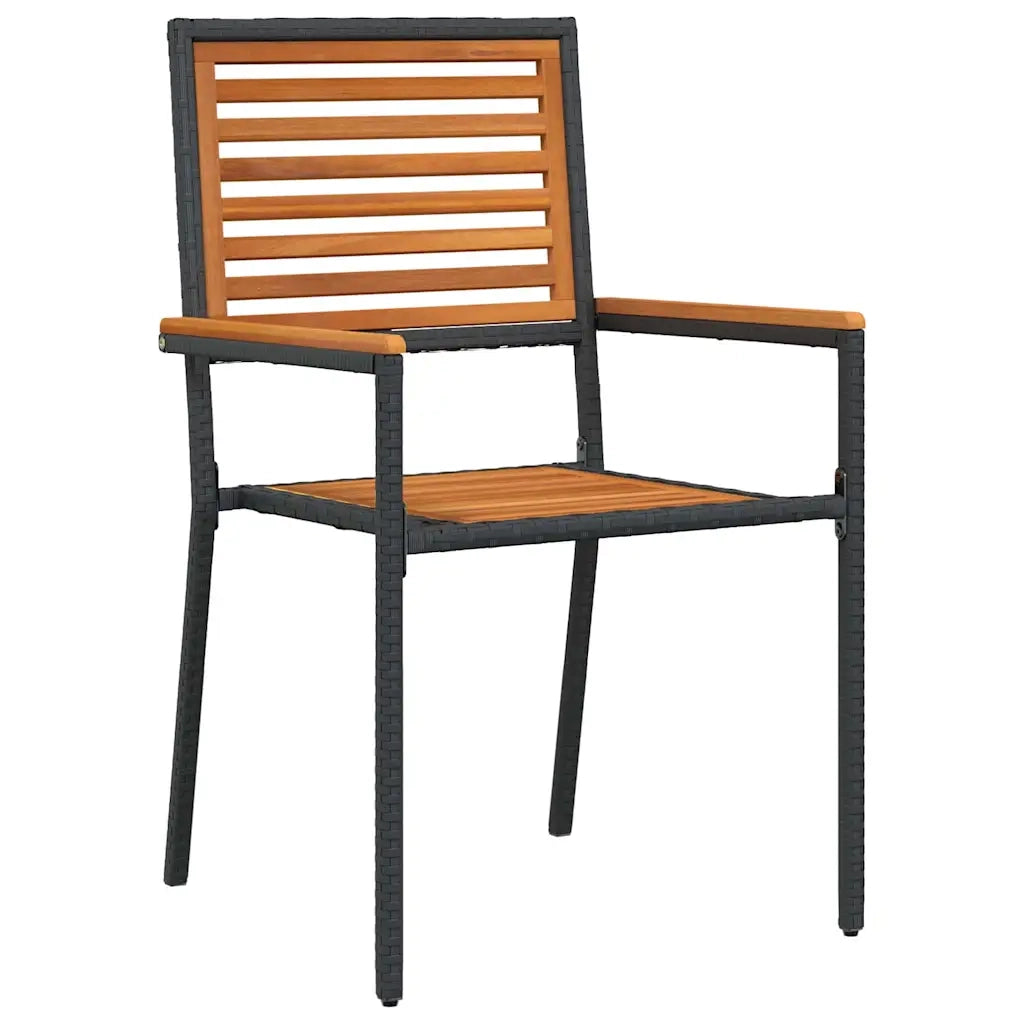 Set da Pranzo per Giardino 7 pcs Nero Legno di Acacia Massello