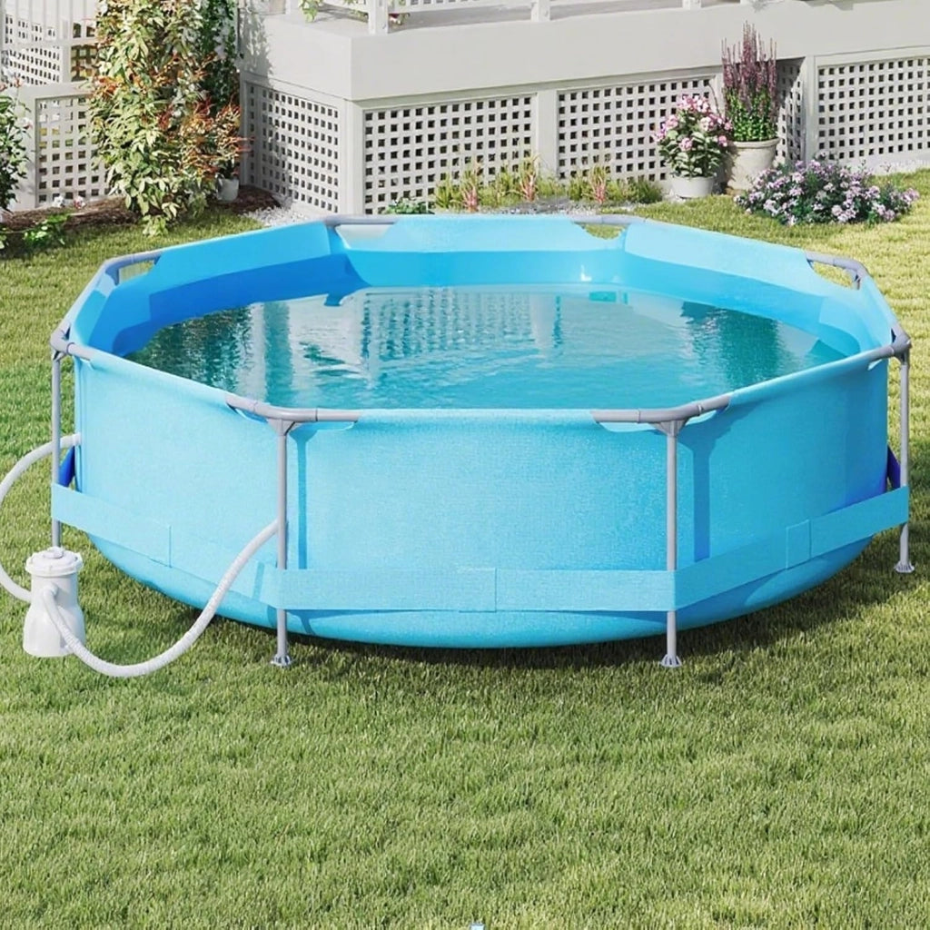 Piscina Fuori Terra, Piscina da Esterno Rotonda Ø300 X 76 CM, 4383L, Struttura in Metallo, PVC Resistente, con Pompa e Filtro, Blu