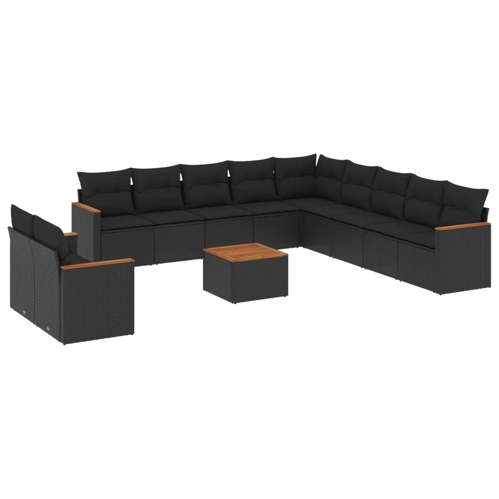 Set Divani da Giardino 12 pz con Cuscini Nero in Polyrattan 3258534